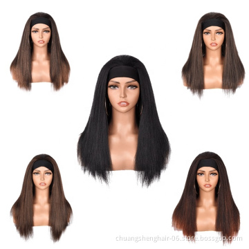Hot sale supplier synthetic headband straight long wigs for black women 20 inches high quality No Glue toupee hair